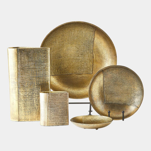 Gertrude Linen Round Tray-Brass