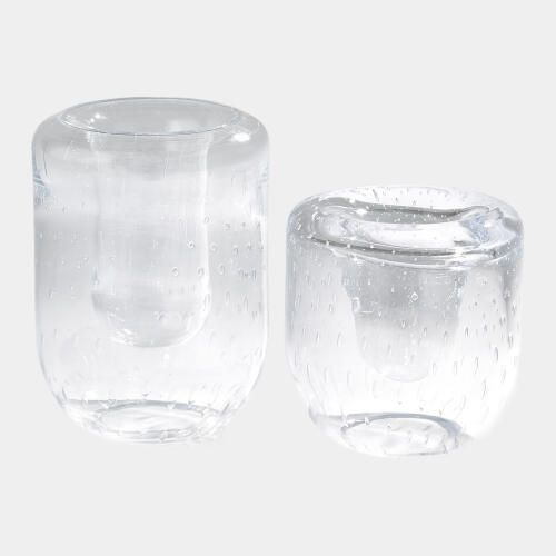 Double Take Vase-Clear Seeded-Tall