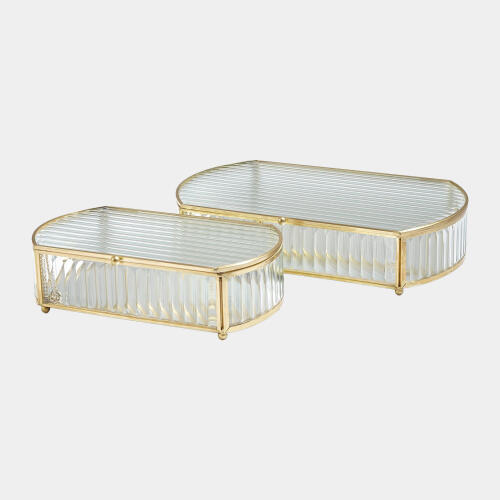 Hannah Reeded Glass Oval Box