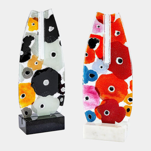 Fused Floral Flat Vase-Bright