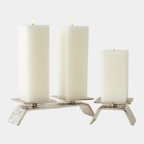 Single Torch Candleholder-Nickel
