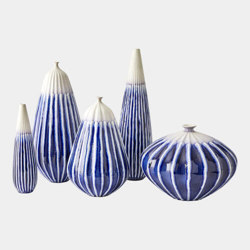 Furrow Vase-Cobalt