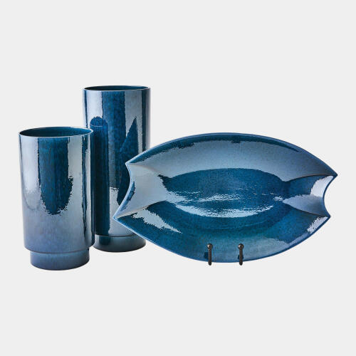 Rolo Vase-Dark Blue-Lg