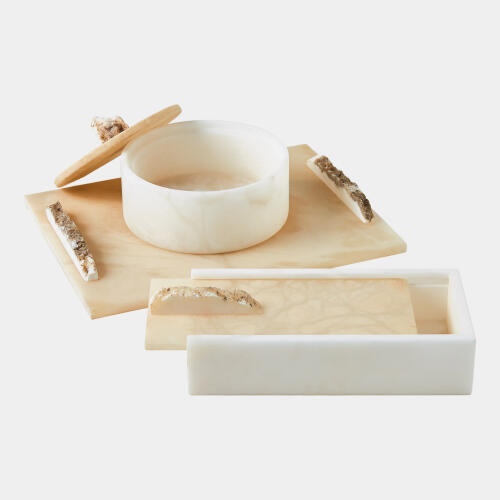 Roccia Alabaster Rectangle Box w/Finial