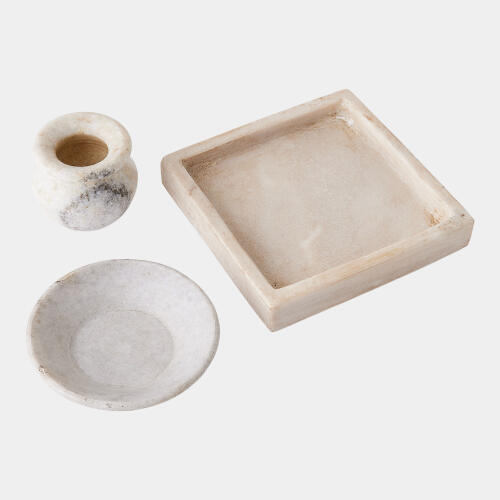 Ponyo Marble Bowl-Antiqued White