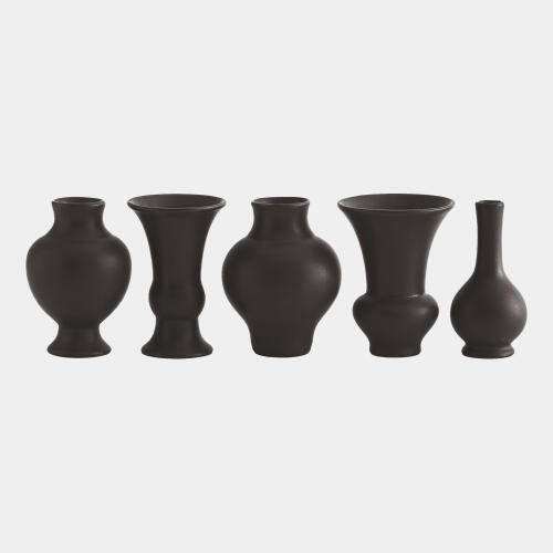 S/5 Convene Mini Bud Vase-Matte Black