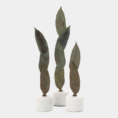 Falling Leaves Sculpture-Antique Brass/Marble