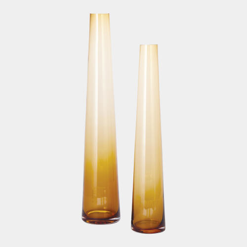Pepperanne Glass Tower Vase-Amber