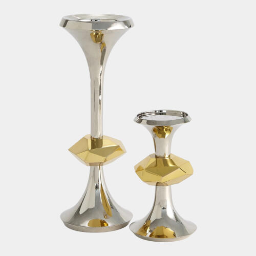 Gabriel Nickel Candle Holder-Lg