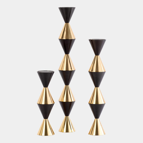 Jig Italian Diamond Candle Holder-Bronze/Brass