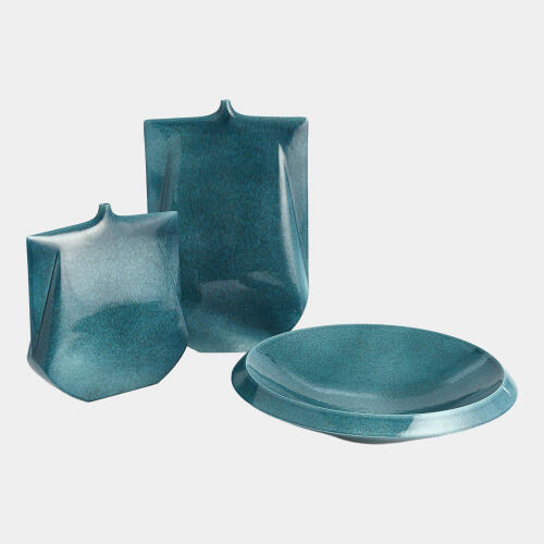 Kimono Low Bowl-Round-Teal