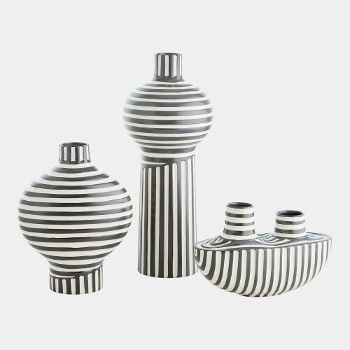 Colbert Vase-Black/White-Wide