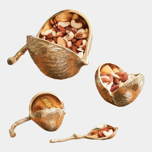 Chestnut Carved Bowl-Brass