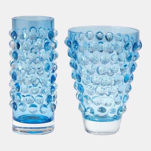 Bubble Cylinder Vase-Cobalt