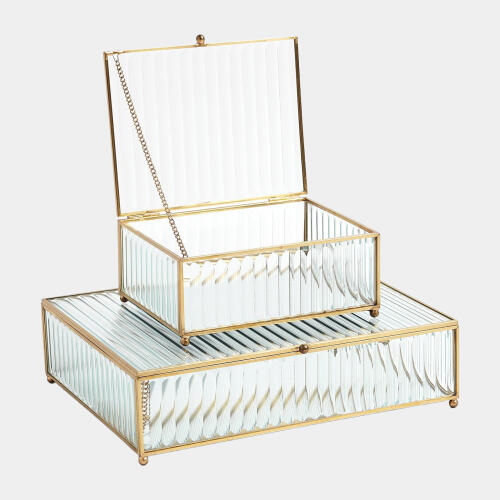 Hannah Reeded Glass Box-Clear