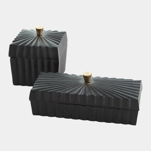 Milena Rectangular Box-Black w/Gold Knob