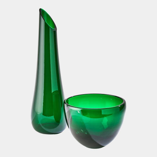 Tall Slant Vase-Emerald