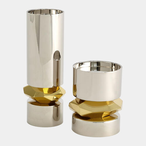 Romano Nickel Candle Holder-Tall