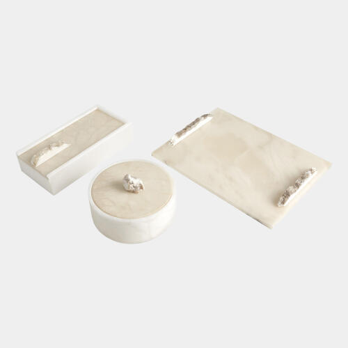 Roccia Alabaster Rectangle Tray w/Handles