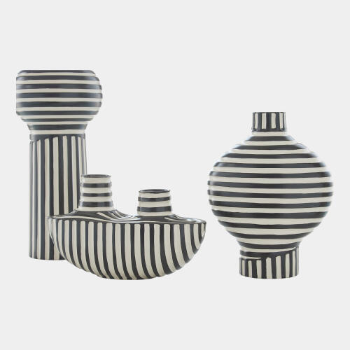 Colbert Vase-Black/White-Wide