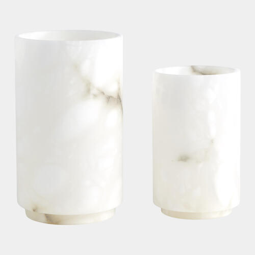 Vena Cylinder Vase-Alabaster-White