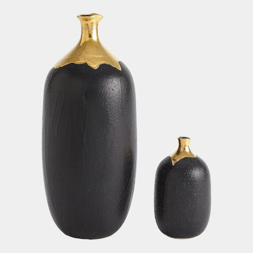 Tipton Golden Crackle/Black Cylinder Vase