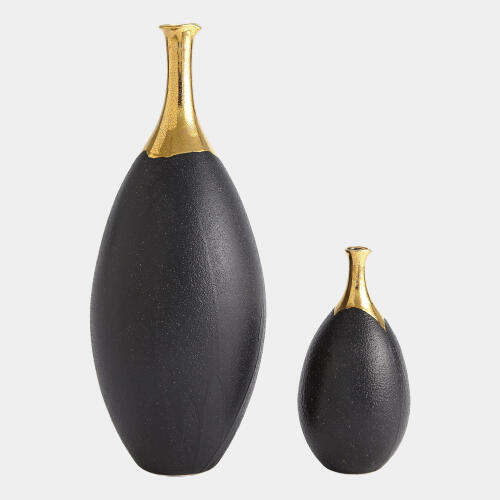 Tipton Golden Crackle/Black Slender Vase