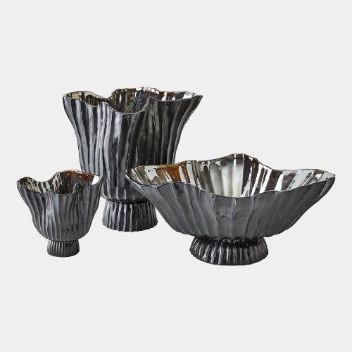 Folha Footed Bowl-Black/Metallic