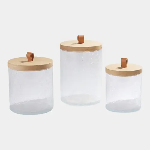 Tina Crackle Glass Canister w/Lid