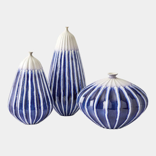 Furrow Vase-Cobalt