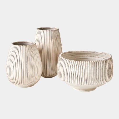 Vergule Ribbed Vase-Lg