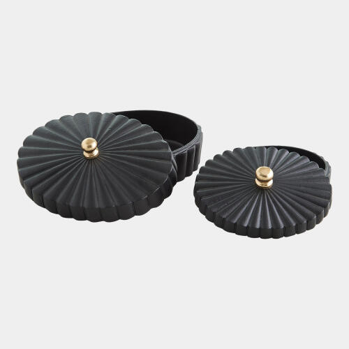 Milena Oval Box-Black w/Gold Knob