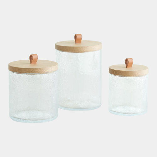 Tina Crackle Glass Canister w/Lid