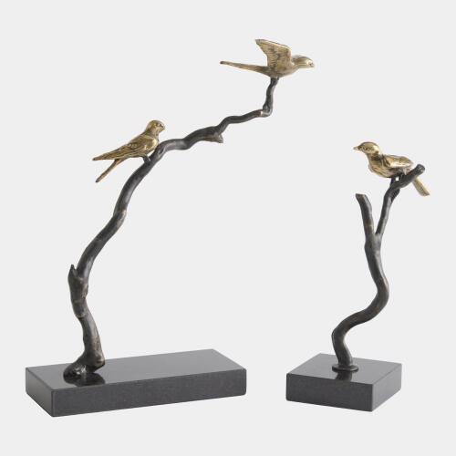 Perched Sparrows-Bronze/Brass