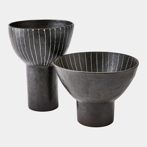 Cinder Footed Bowl-Striped-Sm