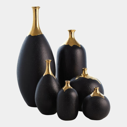 Tipton Golden Crackle/Black Cylinder Vase