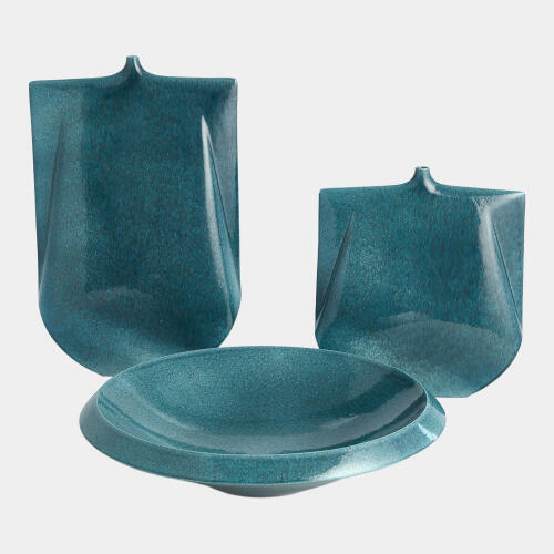 Kimono Low Bowl-Round-Teal