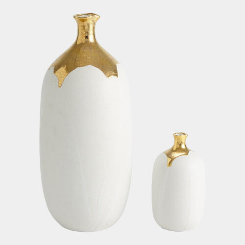 Tipton Golden Crackle/White Cylinder Vase