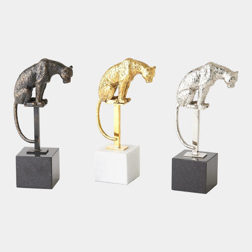 Perched Jaguar on Stand-Nickel