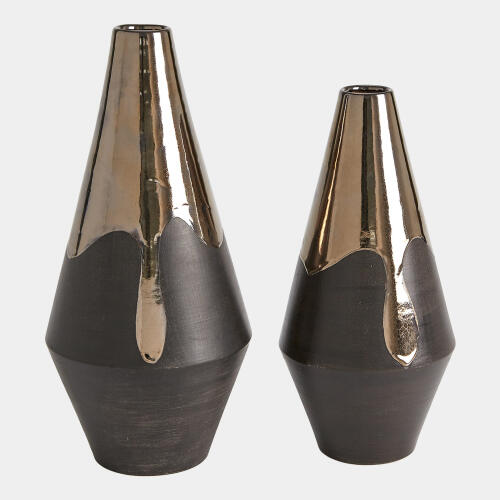 Horace Gilded Dip Vase-Platinum Bottom