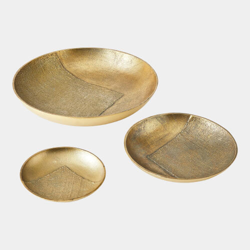 Gertrude Linen Round Tray-Brass