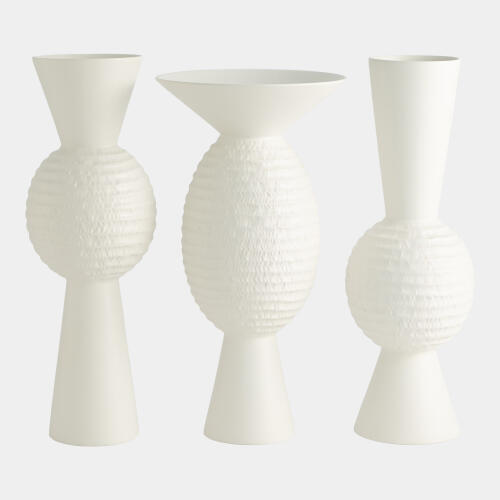 Kallinikos Chiseled Orb Vase-Low-Matte White