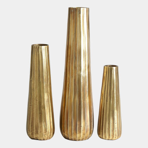 Chased Round Vase-Antique Brass