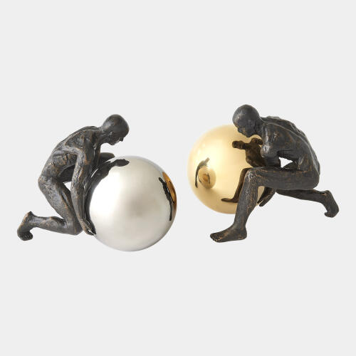 Boulder Man-Bronze w/Nickel Sphere