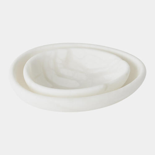 Oblique Alabaster Bowl-White