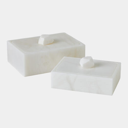 Isla Facet Knob Alabaster Box