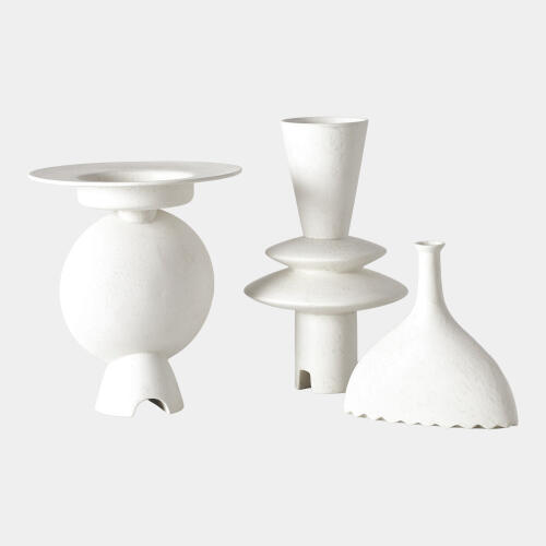 Camille Geometric Vase-White