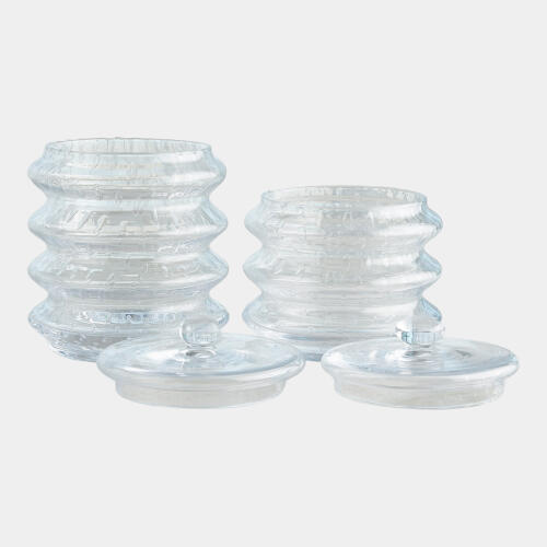 Wave Canister-Clear Seeded