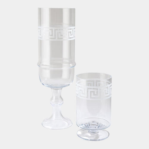 Gryffin Etched Greek Key Vase/Hurricane