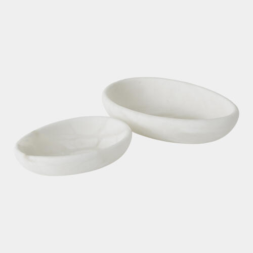 Oblique Alabaster Bowl-White